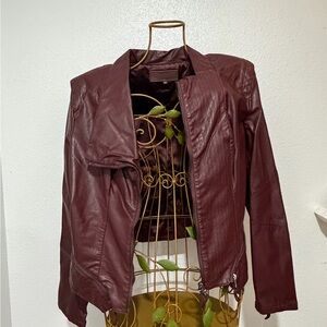 Zara Deep Red Leather Jacket